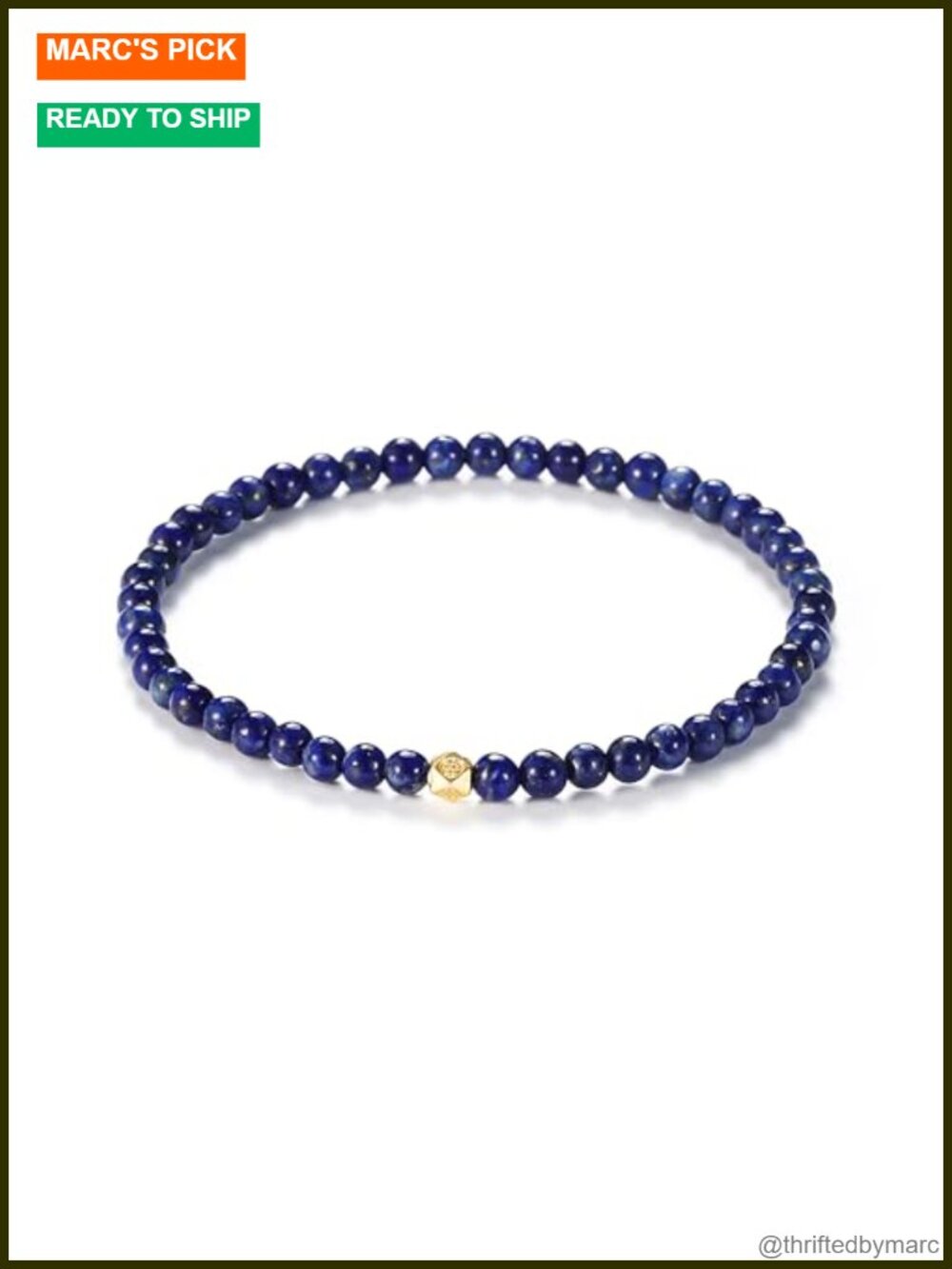 Handmade Lapis Lazuli Stretch Bracelet, Natural Gemstone Beaded Good Luck
